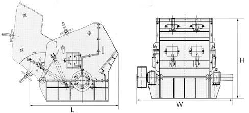 反擊式破碎機外形尺寸圖 反擊式破碎機外形尺寸圖
